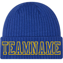 Charger l'image dans la galerie, Custom Royal Royal-Gold Stitched Cuffed Knit Hat