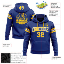 Load image into Gallery viewer, Custom Stitched Royal Gold-White Football Pullover Sweatshirt Hoodie