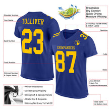 Laden Sie das Bild in den Galerie-Viewer, Custom Royal Gold Mesh Authentic Football Jersey