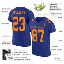 Laden Sie das Bild in den Galerie-Viewer, Custom Royal Bay Orange Mesh Authentic Football Jersey