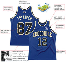 Laden Sie das Bild in den Galerie-Viewer, Custom Royal Black-Cream Authentic Throwback Basketball Jersey