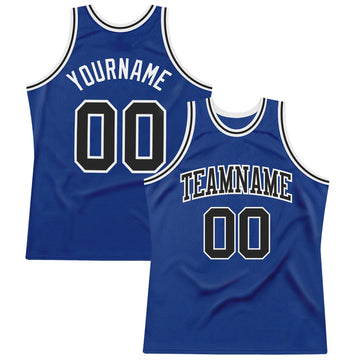 Custom Royal Black-White Authentic Throwback Basketball Jersey