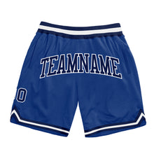 Загрузить изображение в средство просмотра галереи, Custom Royal Navy-White Authentic Throwback Basketball Shorts