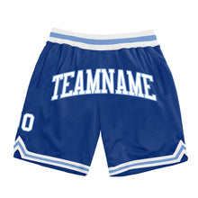 Загрузить изображение в средство просмотра галереи, Custom Royal White-Light Blue Authentic Throwback Basketball Shorts
