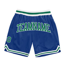 Load image into Gallery viewer, Custom Royal Kelly Green-White Authentic Throwback Basketball Shorts