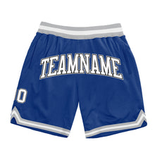 Загрузить изображение в средство просмотра галереи, Custom Royal White Black-Gray Authentic Throwback Basketball Shorts