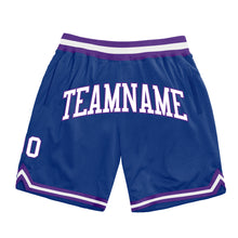 Загрузить изображение в средство просмотра галереи, Custom Royal White-Purple Authentic Throwback Basketball Shorts