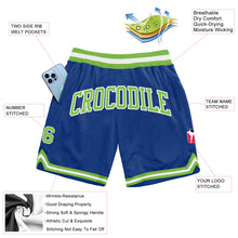 Загрузить изображение в средство просмотра галереи, Custom Royal Neon Green-White Authentic Throwback Basketball Shorts