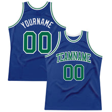 Загрузить изображение в средство просмотра галереи, Custom Royal Kelly Green-White Authentic Throwback Basketball Jersey