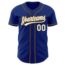 Charger l'image dans la galerie, Custom Royal White Old Gold-Black Authentic Baseball Jersey