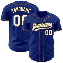 Charger l'image dans la galerie, Custom Royal White Old Gold-Black Authentic Baseball Jersey