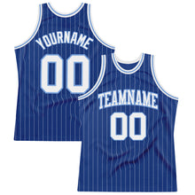 Загрузить изображение в средство просмотра галереи, Custom Royal White Pinstripe White-Light Blue Authentic Basketball Jersey