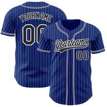 Load image into Gallery viewer, Custom Royal White Pinstripe Black Authentic Baseball Jersey