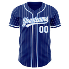 Загрузить изображение в средство просмотра галереи, Custom Royal White Pinstripe White-Light Blue Authentic Baseball Jersey
