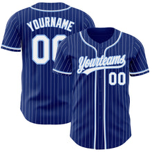 Загрузить изображение в средство просмотра галереи, Custom Royal White Pinstripe White-Light Blue Authentic Baseball Jersey