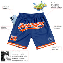 Загрузить изображение в средство просмотра галереи, Custom Royal Orange-White Authentic Throwback Basketball Shorts