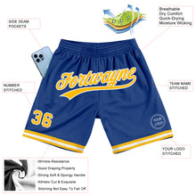 Загрузить изображение в средство просмотра галереи, Custom Royal Gold-White Authentic Throwback Basketball Shorts