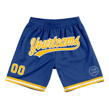 Загрузить изображение в средство просмотра галереи, Custom Royal Gold-White Authentic Throwback Basketball Shorts