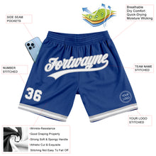 Загрузить изображение в средство просмотра галереи, Custom Royal White-Gray Authentic Throwback Basketball Shorts