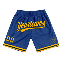 Load image into Gallery viewer, Custom Royal Gold-Black Authentic Throwback Basketball Shorts