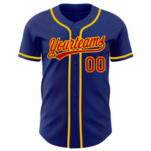 Charger l'image dans la galerie, Custom Royal Red Pinstripe Yellow Authentic Baseball Jersey