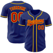 Charger l'image dans la galerie, Custom Royal Red Pinstripe Yellow Authentic Baseball Jersey