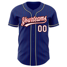 Laden Sie das Bild in den Galerie-Viewer, Custom Royal Red Pinstripe White-Black Authentic Baseball Jersey