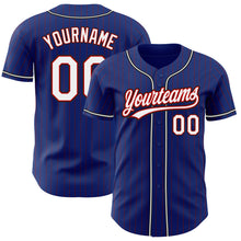 Laden Sie das Bild in den Galerie-Viewer, Custom Royal Red Pinstripe White-Black Authentic Baseball Jersey