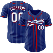 Загрузить изображение в средство просмотра галереи, Custom Royal White Pinstripe Red Authentic Baseball Jersey