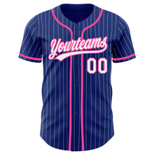 Загрузить изображение в средство просмотра галереи, Custom Royal White Pinstripe Pink Authentic Baseball Jersey