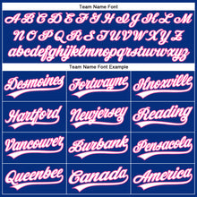 Загрузить изображение в средство просмотра галереи, Custom Royal White Pinstripe Pink Authentic Baseball Jersey