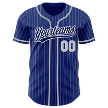 Загрузить изображение в средство просмотра галереи, Custom Royal White Pinstripe Gray-Navy Authentic Baseball Jersey