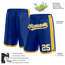 Laden Sie das Bild in den Galerie-Viewer, Custom Royal White-Yellow Authentic Basketball Shorts