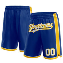 Laden Sie das Bild in den Galerie-Viewer, Custom Royal White-Yellow Authentic Basketball Shorts