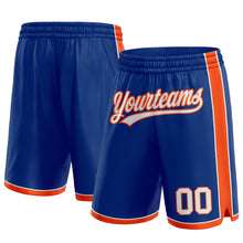 Laden Sie das Bild in den Galerie-Viewer, Custom Royal White-Orange Authentic Basketball Shorts