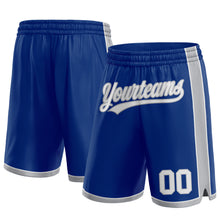 Laden Sie das Bild in den Galerie-Viewer, Custom Royal White-Gray Authentic Basketball Shorts