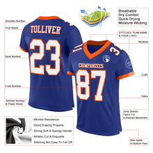Laden Sie das Bild in den Galerie-Viewer, Custom Royal White-Orange Mesh Authentic Football Jersey
