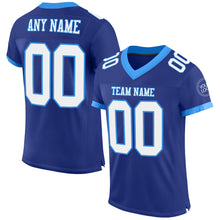 Laden Sie das Bild in den Galerie-Viewer, Custom Royal White-Powder Blue Mesh Authentic Football Jersey