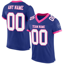 Laden Sie das Bild in den Galerie-Viewer, Custom Royal White-Pink Mesh Authentic Football Jersey