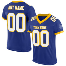 Laden Sie das Bild in den Galerie-Viewer, Custom Royal White-Gold Mesh Authentic Football Jersey