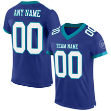 Laden Sie das Bild in den Galerie-Viewer, Custom Royal White-Teal Mesh Authentic Football Jersey