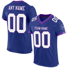 Laden Sie das Bild in den Galerie-Viewer, Custom Royal White-Purple Mesh Authentic Football Jersey