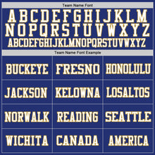 Laden Sie das Bild in den Galerie-Viewer, Custom Royal White-Old Gold Mesh Authentic Football Jersey