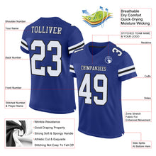Laden Sie das Bild in den Galerie-Viewer, Custom Royal White-Black Mesh Authentic Football Jersey