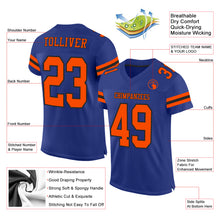 Laden Sie das Bild in den Galerie-Viewer, Custom Royal Orange-Black Mesh Authentic Football Jersey