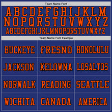 Laden Sie das Bild in den Galerie-Viewer, Custom Royal Orange-Black Mesh Authentic Football Jersey