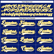 Load image into Gallery viewer, Custom Royal White-Yellow Hockey Lace Neck Jersey