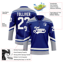 Load image into Gallery viewer, Custom Royal White-Gray Hockey Lace Neck Jersey