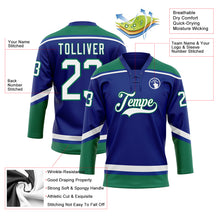 Load image into Gallery viewer, Custom Royal White-Kelly Green Hockey Lace Neck Jersey
