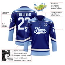 Load image into Gallery viewer, Custom Royal White-Light Blue Hockey Lace Neck Jersey